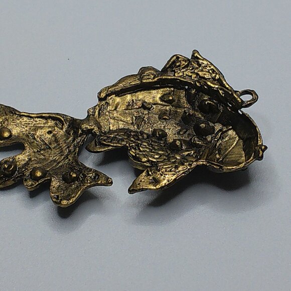 Blue Golden Fish Pendant, gold color, blue rhinestone, shiny crystals details - Picture 8 of 9